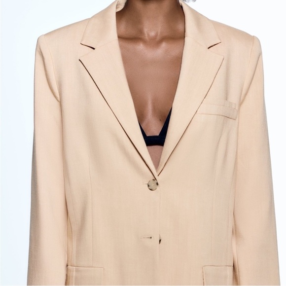 Zara 81% viscose Elegant Tan Women's Blazer - Picture 2 of 10
